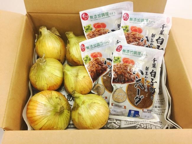  白子玉ねぎとハンバーグセット お届け見本